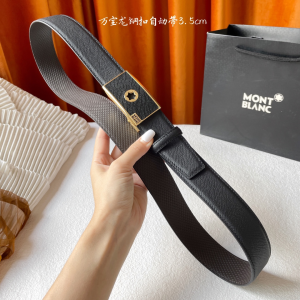 Mont Blanc Leather Belt Black 35MM