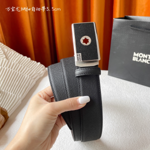 Mont Blanc Leather Belt Black 35MM