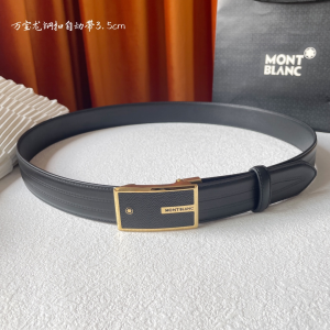 Mont Blanc Leather Belt Black 35MM