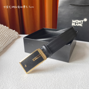 Mont Blanc Leather Belt Black 35MM