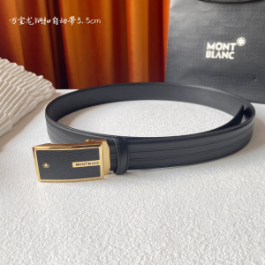 Mont Blanc Leather Belt Black 35MM