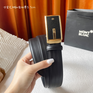 Mont Blanc Leather Belt Black 35MM