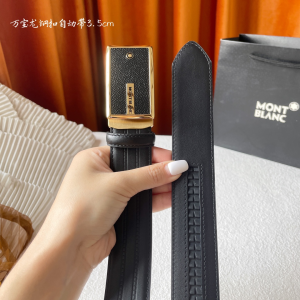 Mont Blanc Leather Belt Black 35MM