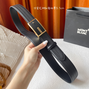 Mont Blanc Leather Belt Black 35MM