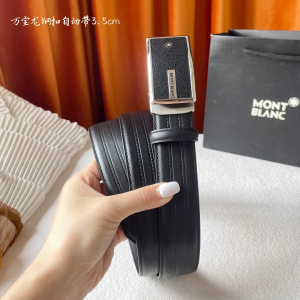 Mont Blanc Leather Belt Black 35MM