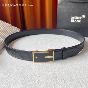 Mont Blanc Leather Belt Black 35MM
