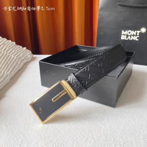 Mont Blanc Leather Belt Black 35MM