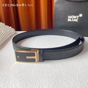 Mont Blanc Leather Belt Black 35MM