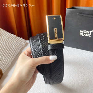 Mont Blanc Leather Belt Black 35MM
