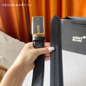 Mont Blanc Leather Belt Black 35MM