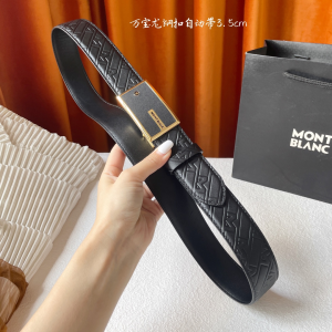 Mont Blanc Leather Belt Black 35MM