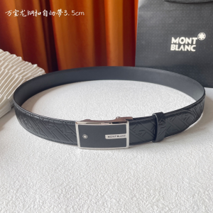 Mont Blanc Leather Belt Black 35MM