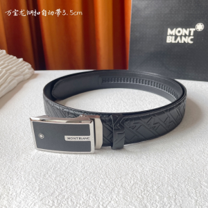 Mont Blanc Leather Belt Black 35MM