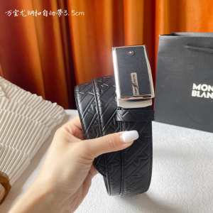 Mont Blanc Leather Belt Black 35MM