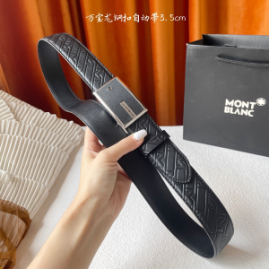 Mont Blanc Leather Belt Black 35MM