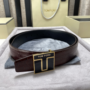 Tom Ford T Buckle Leather Belt Brown 38MM