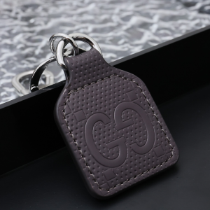 Gucci GG Logo Leather Keyring Keychain Brown