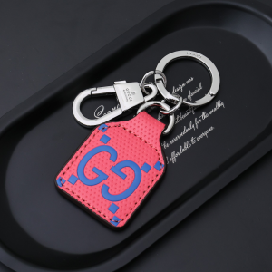 Gucci GG Logo Leather Keyring Keychain Red