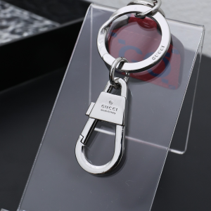 Gucci GG Logo Leather Keyring Keychain Red