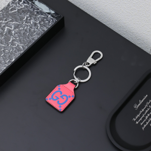 Gucci GG Logo Leather Keyring Keychain Red