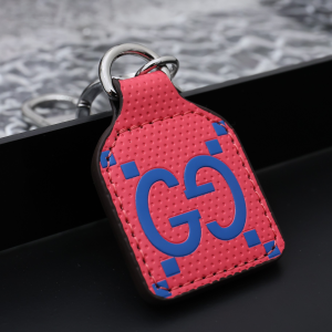 Gucci GG Logo Leather Keyring Keychain Red