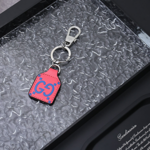 Gucci GG Logo Leather Keyring Keychain Red