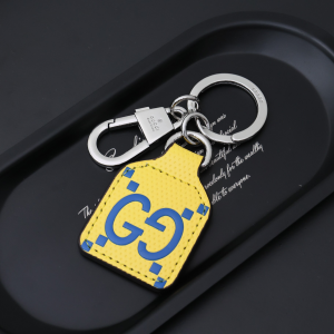 Gucci GG Logo Leather Keyring Keychain Yellow