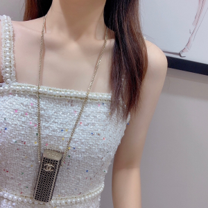 Chanel Crystal Black Long Necklaces