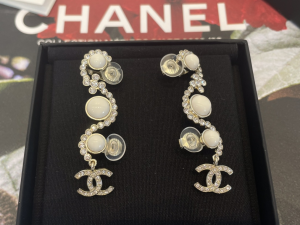 Chanel Crystal CC Long Earrings