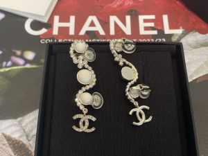 Chanel Crystal CC Long Earrings