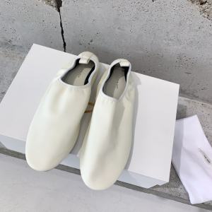 The Row Leather Ballet Flat White