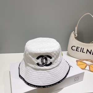 Chanel CC Logo Bucket Hat White