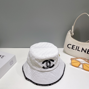 Chanel CC Logo Bucket Hat White