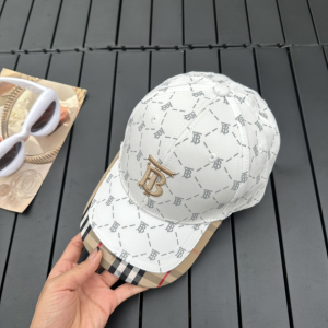 Burberry Monogram B Cotton Baseball Hat White Burberry Monogram B Cotton Baseball Hat White