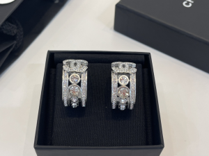Chanel Crystal CC Earrings Silver
