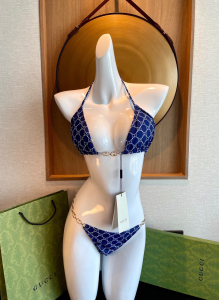 Gucci GG Two Piece Swimsuit Bikini Blue