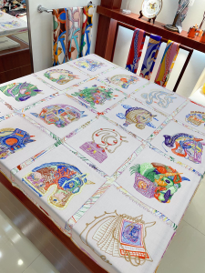 Hermes Chevaloscope Square Silk Scarf White Hermes Chevaloscope Square Silk Scarf White