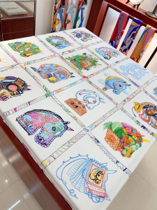 Hermes Chevaloscope Square Silk Scarf White Blue Hermes Chevaloscope Square Silk Scarf White Blue