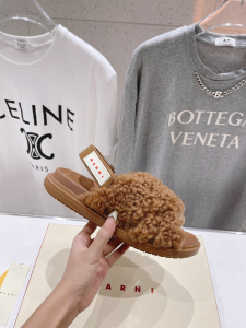 Marni Natural Calf Hair Shearling and Leather Criss Cross Flat Mules Brown Marni Natural Calf Hair Shearling and Leather Criss Cross Flat Mules Brown