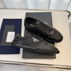 Prada Leather Low Top Sneakers Black