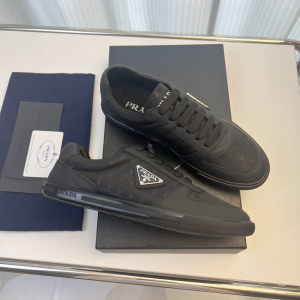 Prada Leather Low Top Sneakers Black