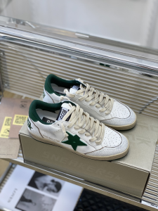 Golden Goose Deluxe Brand Ball Star Distressed Leather Low Top Sneakers White Green Golden Goose Deluxe Brand Ball Star Distressed Leather Low Top Sneakers White Green