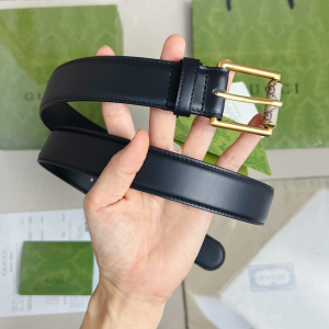 Gucci Black Calf Leather Belt 30MM