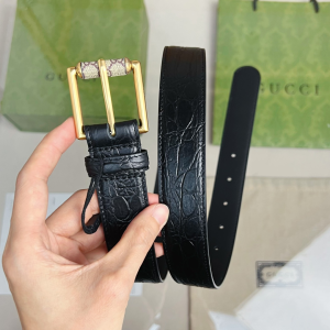 Gucci Black Calf Leather Belt 30MM