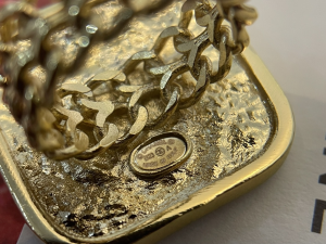 Chanel Crystal CC Square Gold Rings