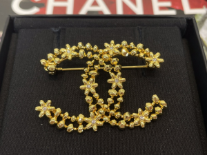 Chanel Gold Double C Brooch