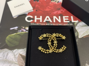 Chanel Gold Double C Brooch