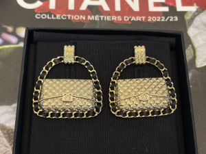 Chanel Gold Flap Bag Charm Earrings