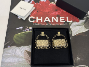 Chanel Gold Flap Bag Charm Earrings