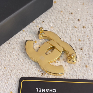 Chanel Large CC Logo Brooch Orange